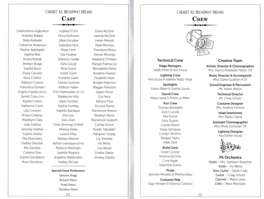 Broadway Dreams | Cabaret 42 crew list