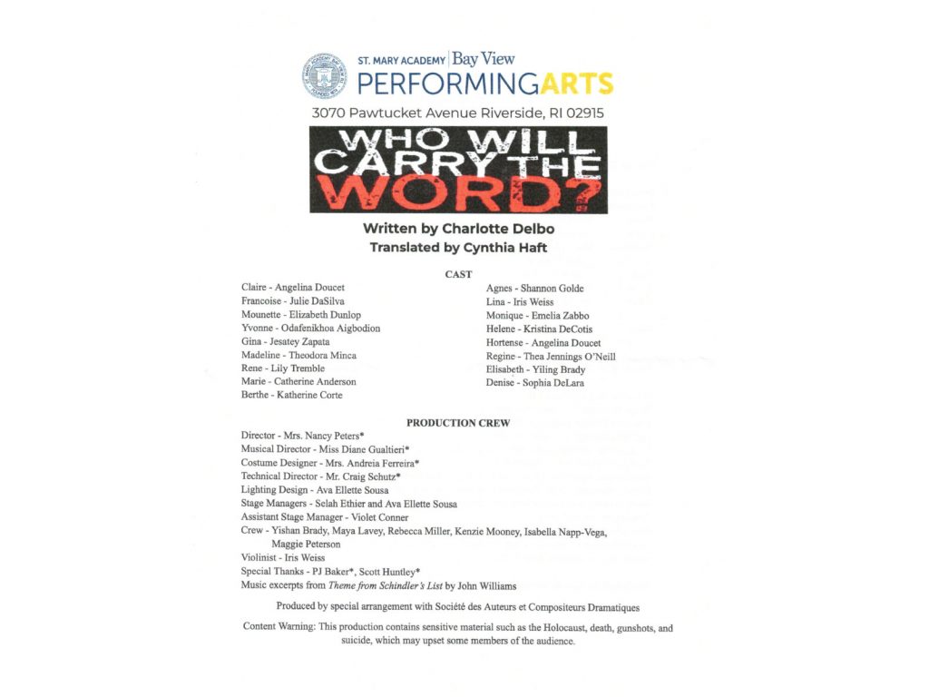 New England Drama Festival crew list