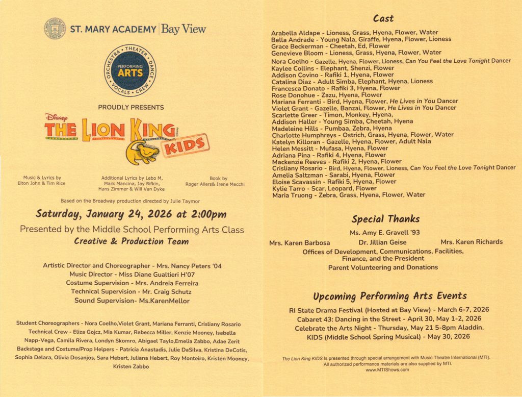Program cover for The Lion King Jr