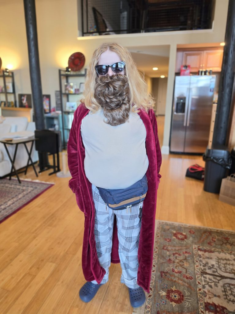 Me dressed as Fat Thor from Avengers Endgame, complete with fanny pack.
